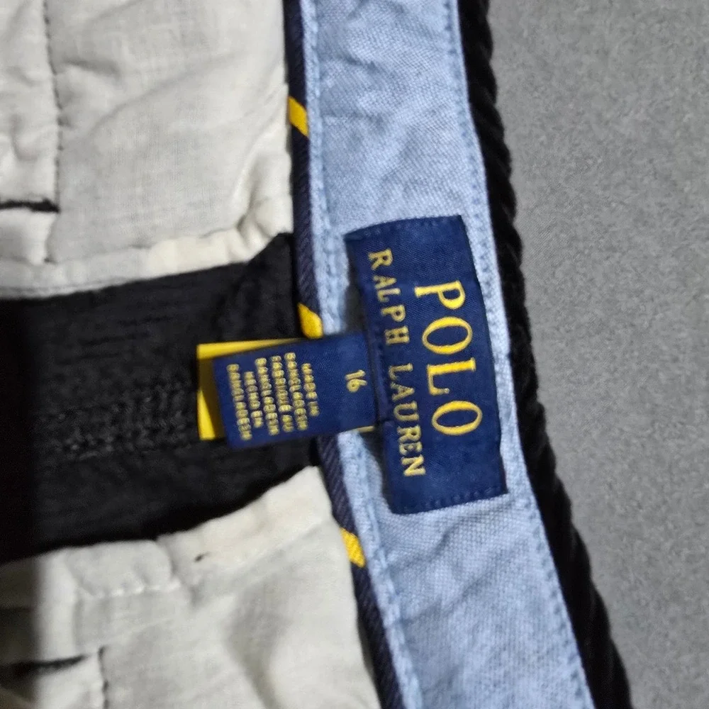 Polo Ralph Lauren Corduroy Pants Kids Size 16 Black Straight Leg Red Pony Logo